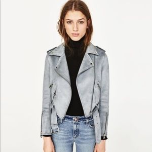 Zara | Light Blue-Gray Moto Jacket
